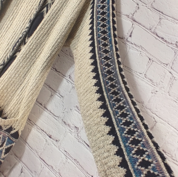 Lucky Brand Tribal Third Piece Cardigan M Open Knit Pockets Native Sweater - Picture 7 of 13